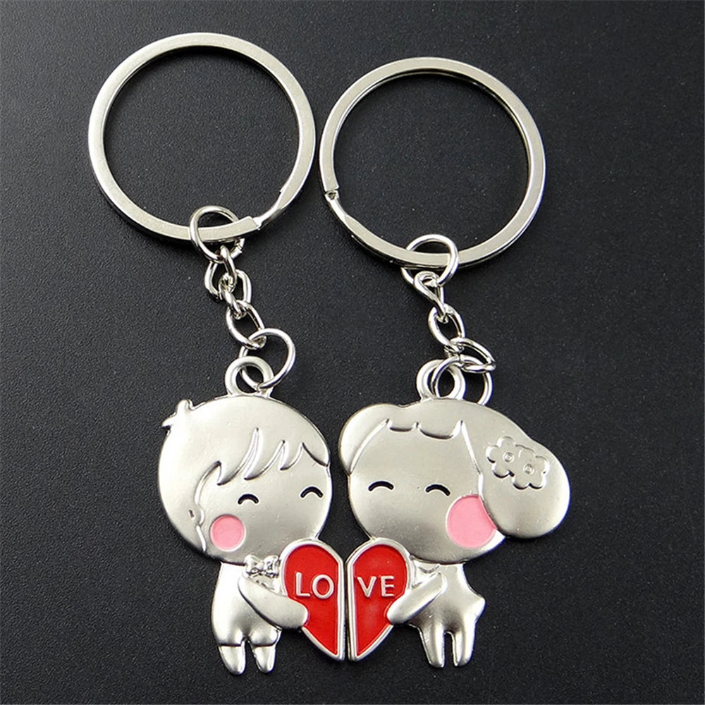 2pcs Couple I Love You Forever Key Locks Keyring Women Metal Heart Keychains Set For Boyfriend Girlfriend Valentine'S Day Gifts