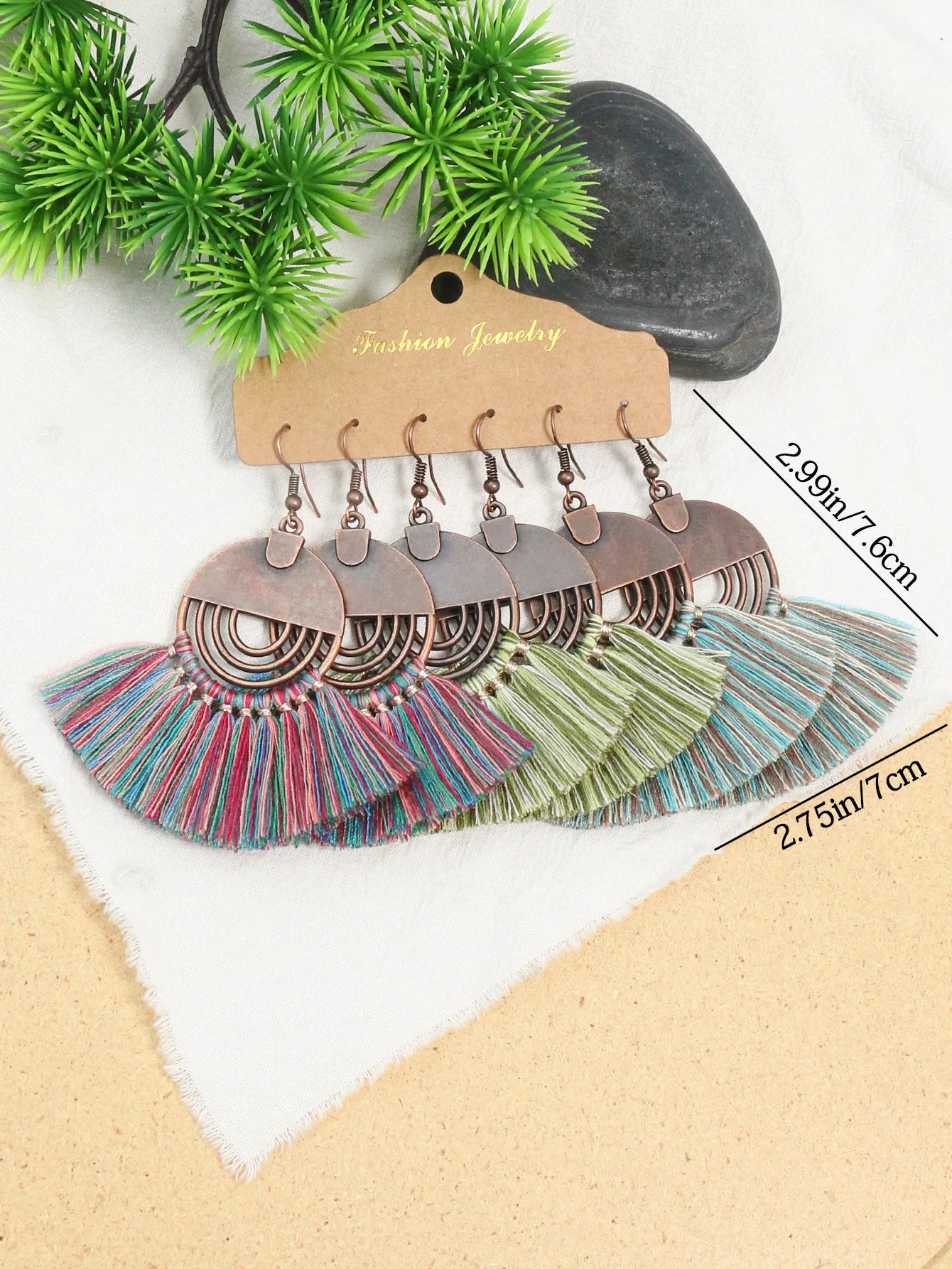 Bohemian Holiday Earring Set Metal Disc Multi color Tassel Earrings Party Party Gifts Daily Wear