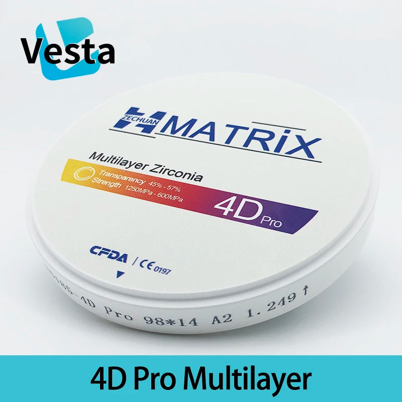 4D-Multilayer 4D Pro multilayer zirconia disc disk block CAD CAM Dental laboratory super translucent 98mm