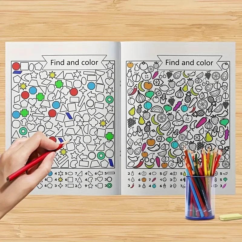 Children's hidden item coloring book,