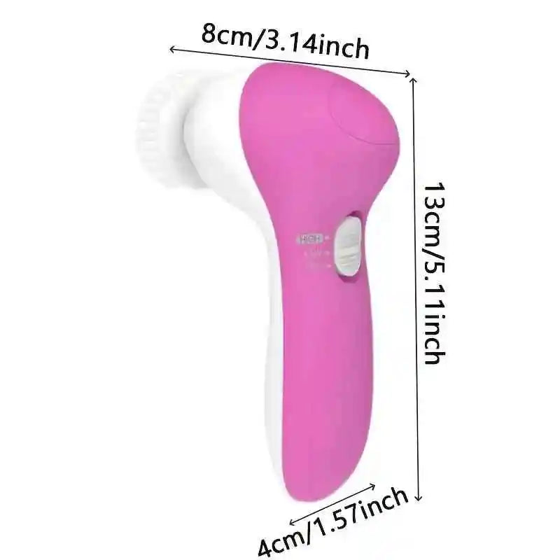 5-in-1 Electric Facial Cleansing Brush - Professional Blackhead Remover & Face Massager with Multiple Attachments, Rechargeable
