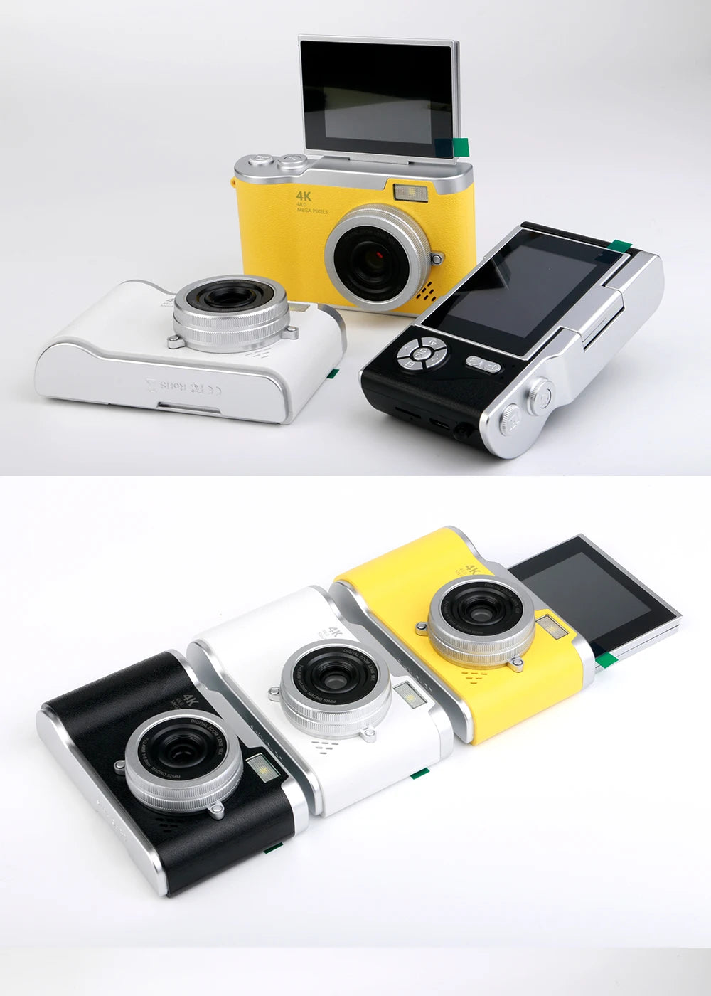 4K CCD 8X Digital Zoom Digital Camera for Student 48MP Compact Digital Photography Camera 180 Flip Screen Selfile Camera