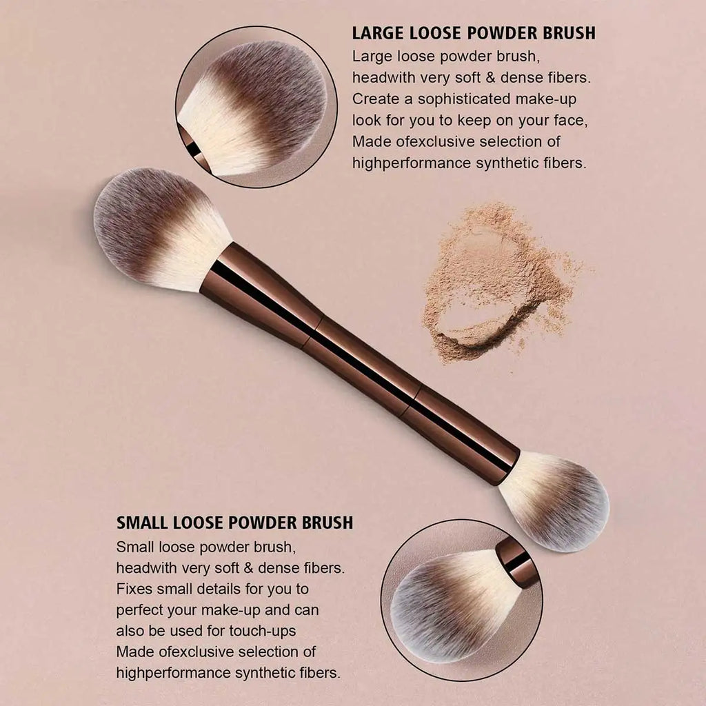3pcs Professional Aluminum Tube Makeup Brush Set, Soft Foundation Brush, Blush Brush, Powder Brush, Concealer Brush