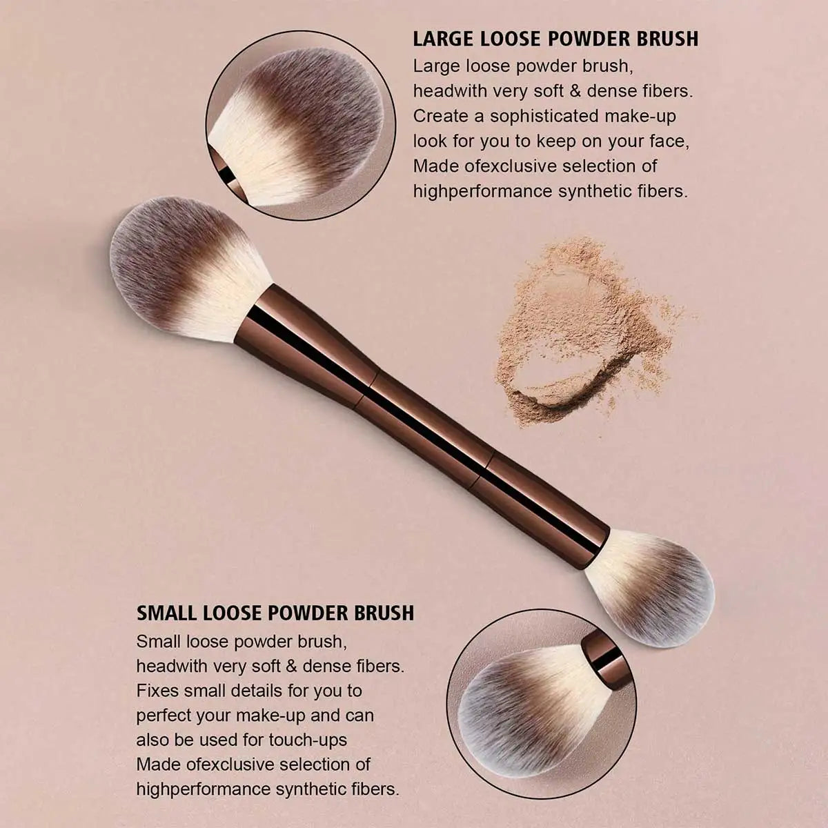 3pcs Professional Aluminum Tube Makeup Brush Set, Soft Foundation Brush, Blush Brush, Powder Brush, Concealer Brush