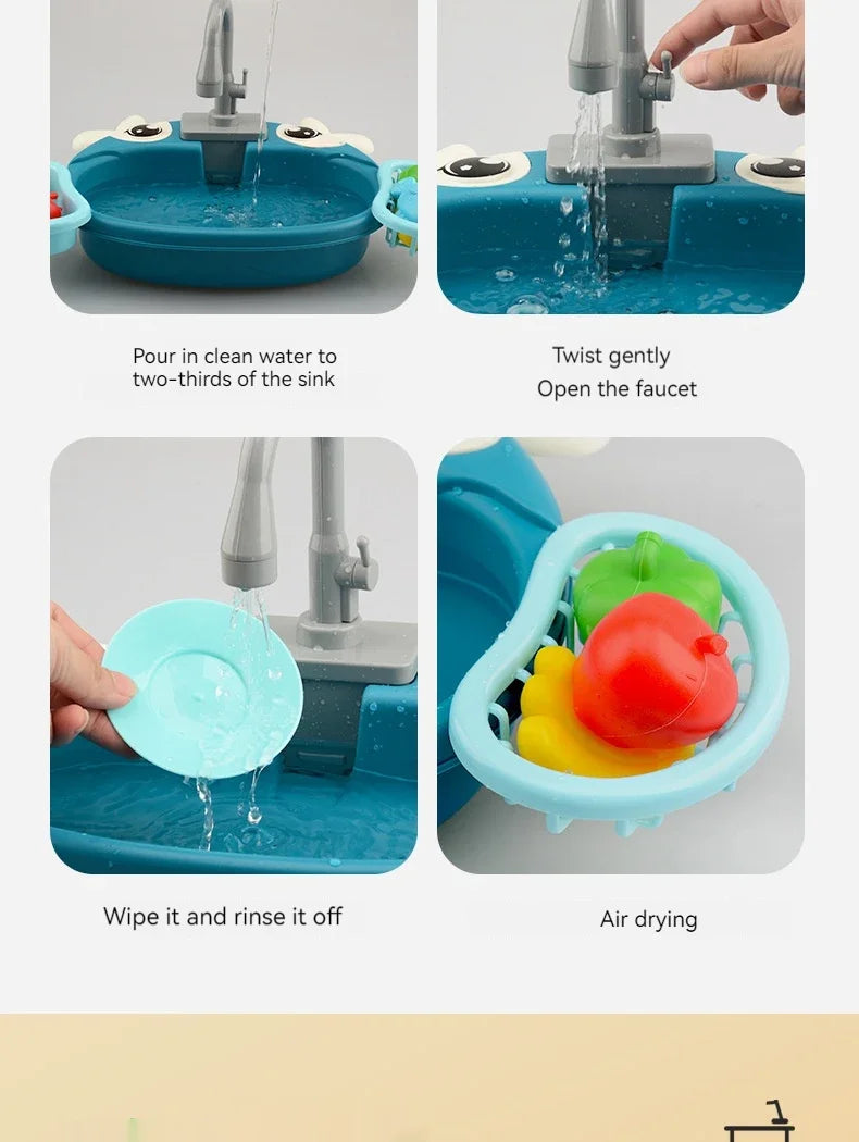 Children Play House Simulated Kitchen Dishwasher Sink Hand Basin Electric Circulating Water Kitchen Set Boy Girl Birthday Gifts