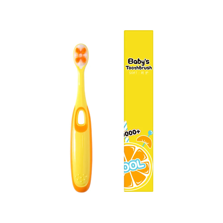 Children 3-12 years old ten thousand hair soft bristle toothbrush three colors available. Brush head with dust jacket