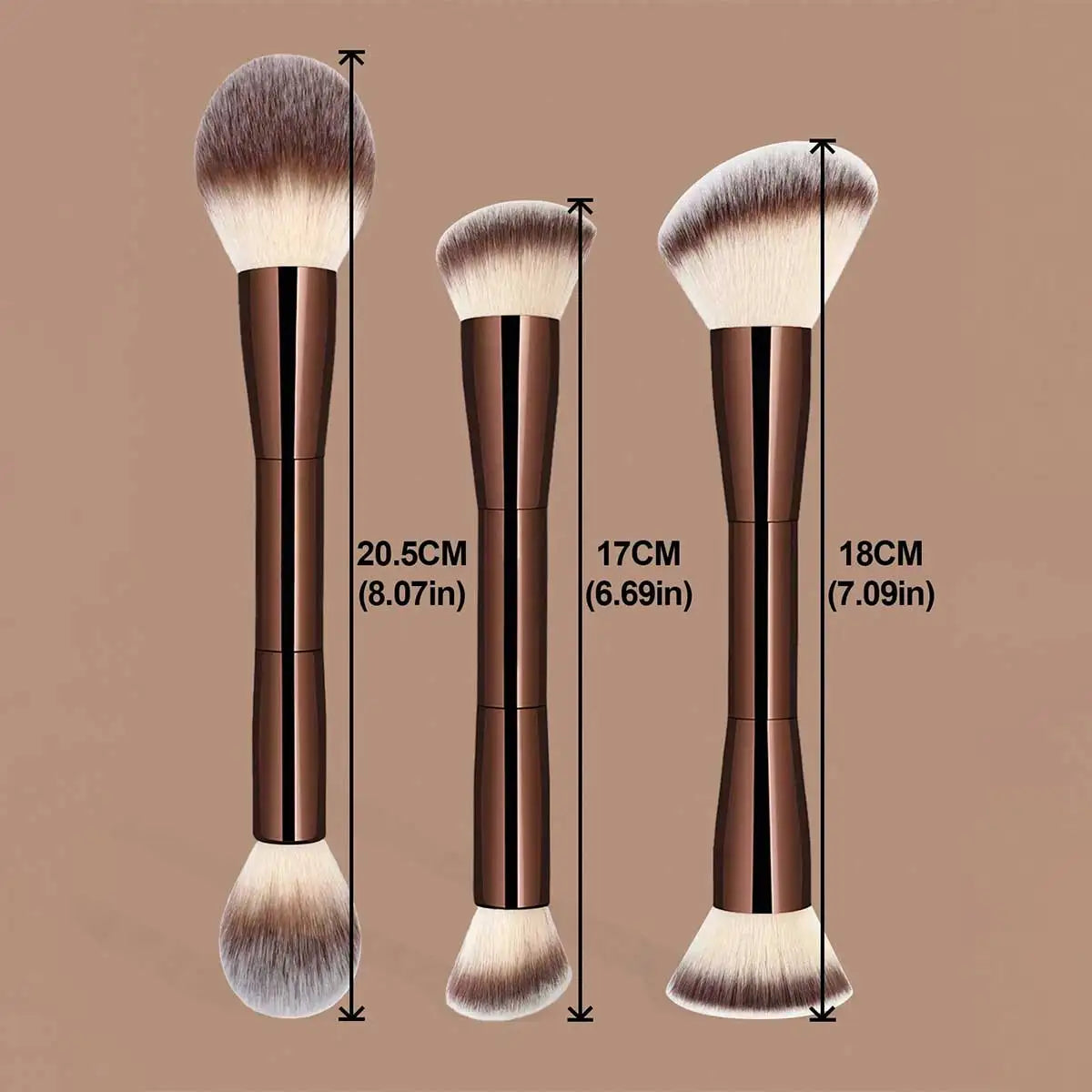 3pcs Professional Aluminum Tube Makeup Brush Set, Soft Foundation Brush, Blush Brush, Powder Brush, Concealer Brush