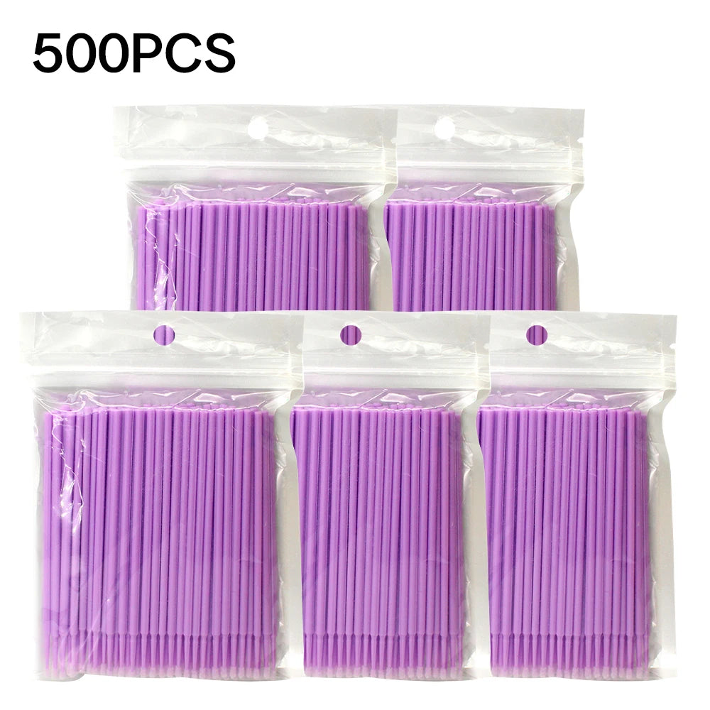 500/1000Pcs Eyelash Cleaning Brush Lash Extension Micro Cotton Swab Individual Eyelashes Microbrush Makeup Clean Remover Tools