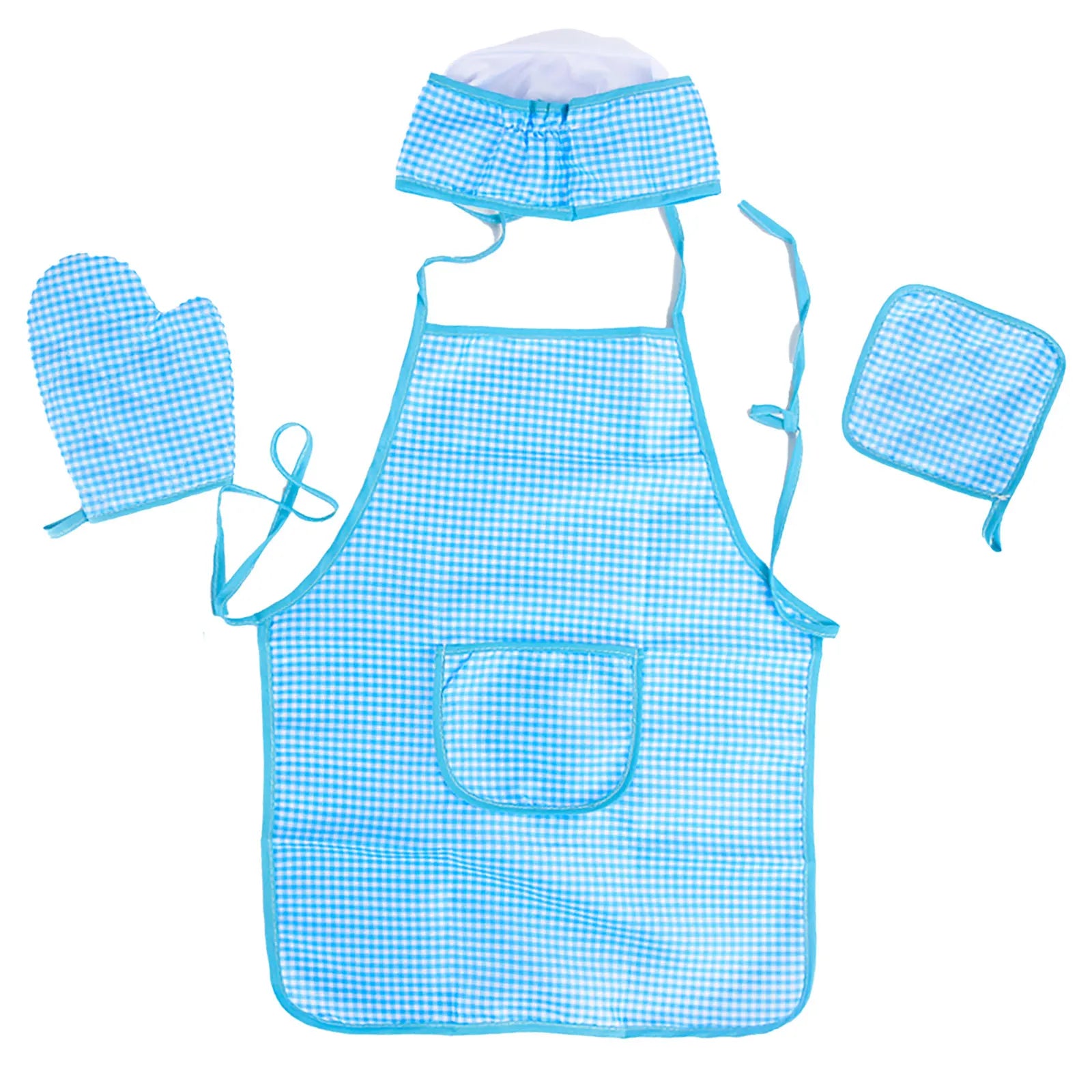 Children Playing House Role-Playing Kitchen Boys And Girls Dressing Up Clothes Chef Set Baking Cooking Tools Plaid Apron Toys