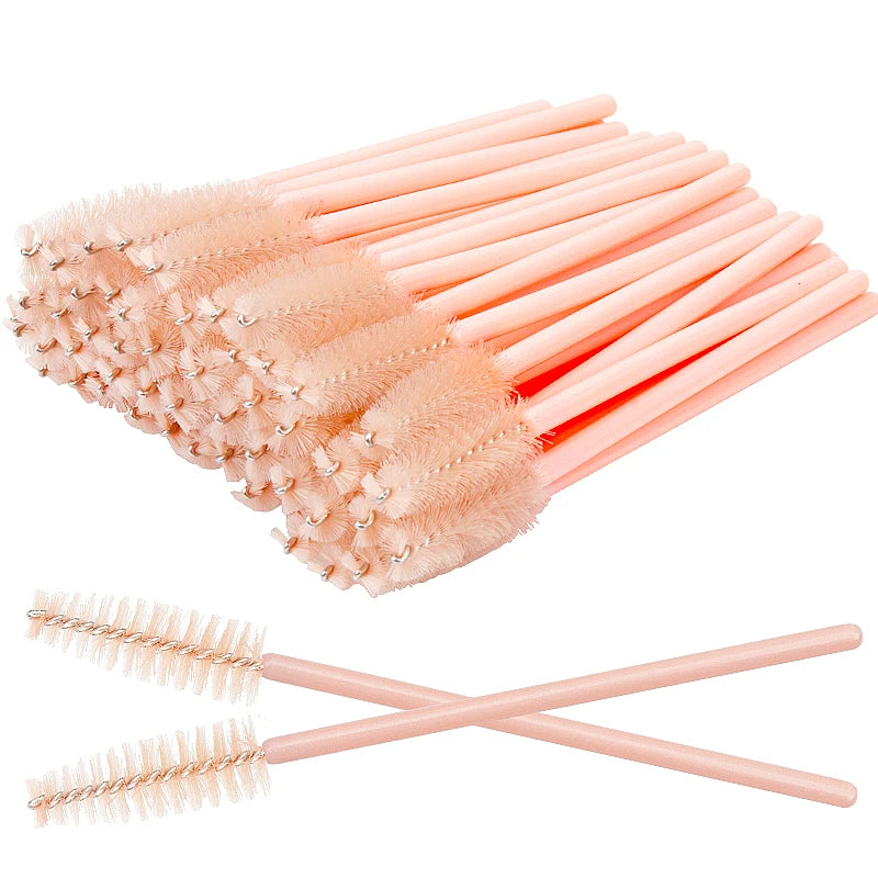 50 Pcs Disposable eyelash brushes Nylon brow brush solid Mascara Wands Applicator eyelash Cosmetic comb women Makeup tools
