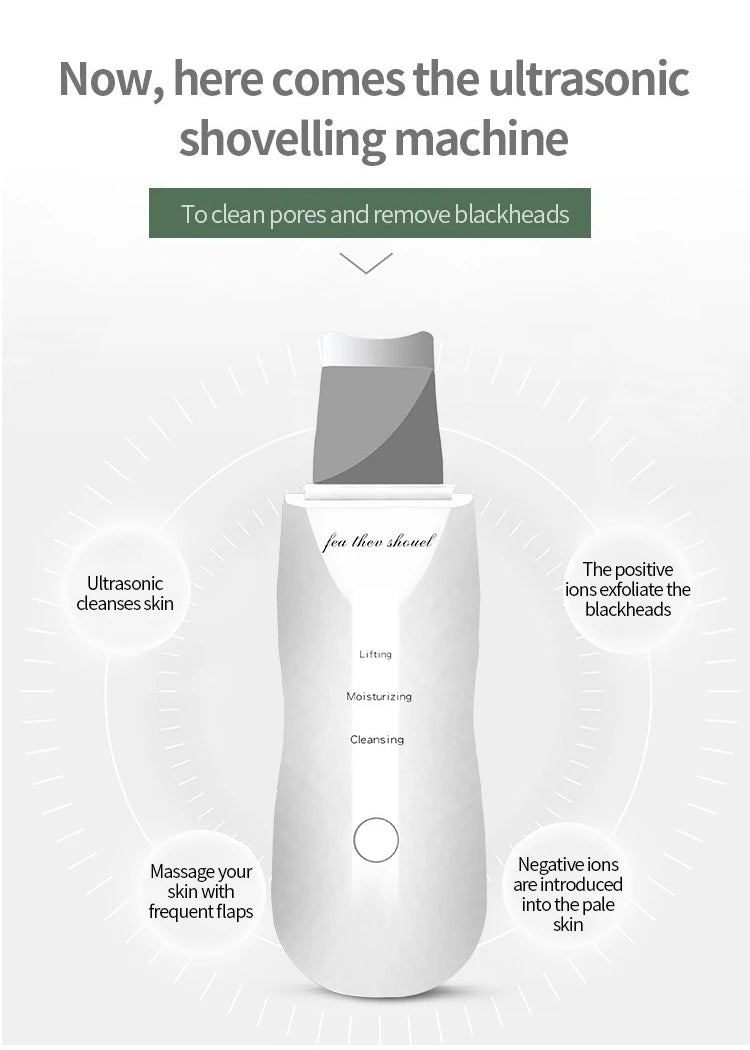 Deep Vibrate Skin Scrubber Facial Cleaner Shovel Spatula Not Ultrasonic Face ScrubberPeeling Blackhead Remover Facial Ma ssager