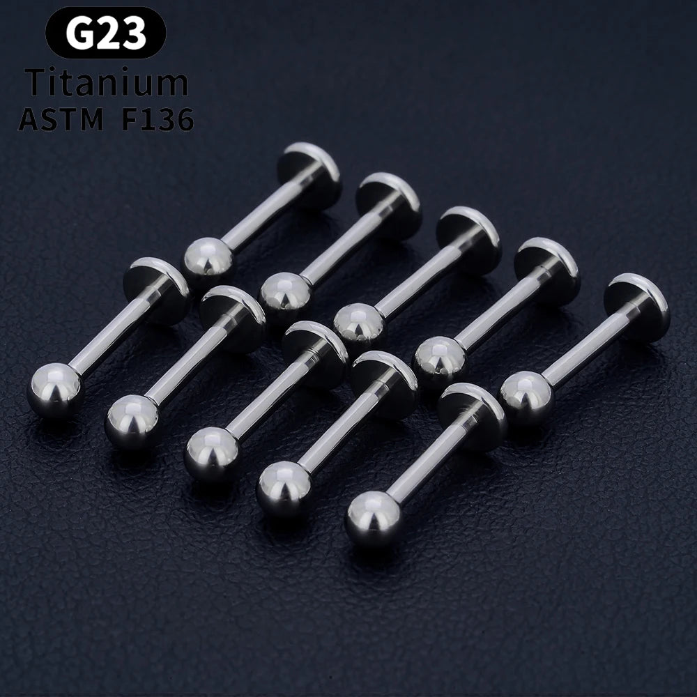 10/50PCS G23 Ttianium Piercing Labret Lip Stud Ring CZ 16G Internal Thread Stud Earring Ear Tragus Cartilage Helix Daith Jewelry