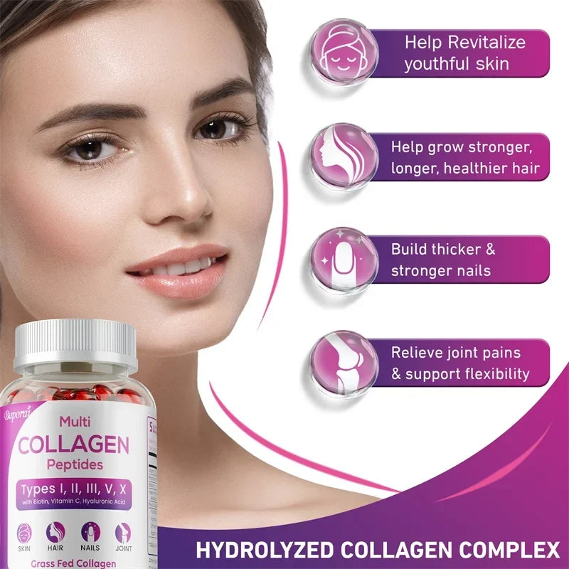Collagen Peptides - Nourishes The Skin, Slows Down Aging, Promotes Healthy Hair, Strong Nails, and Improves Intestinal Digestion