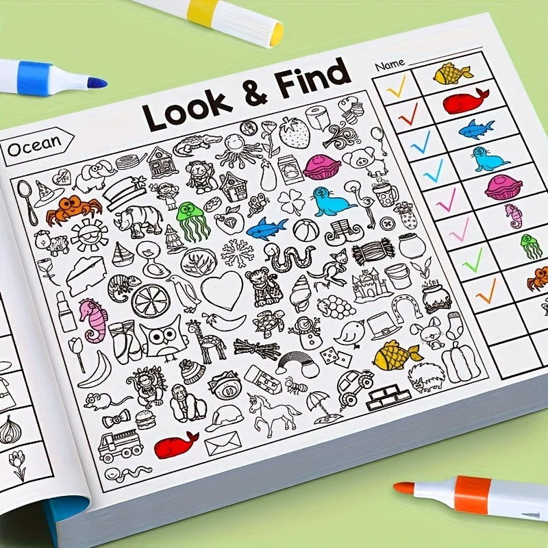 Children's hidden item coloring book,