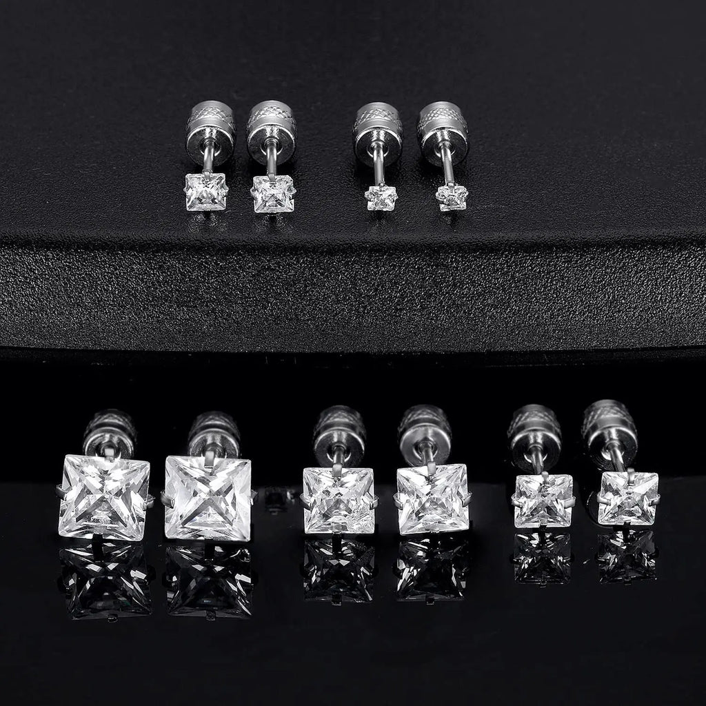 1 piece Medical Stainless Steel Crystal Zircon Ear Studs Earrings Tragus Cartilage Hypoallergenic Screws Piercing Jewelry