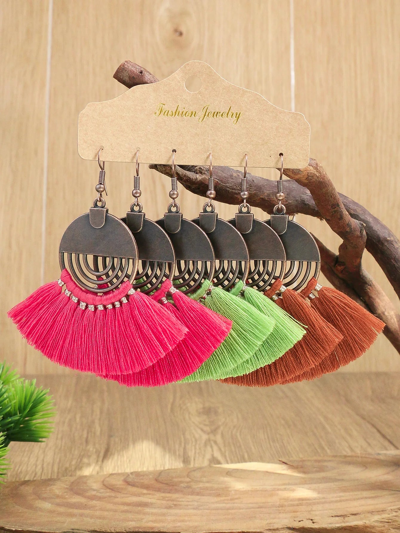Bohemian Holiday Earring Set Metal Disc Multi color Tassel Earrings Party Party Gifts Daily Wear