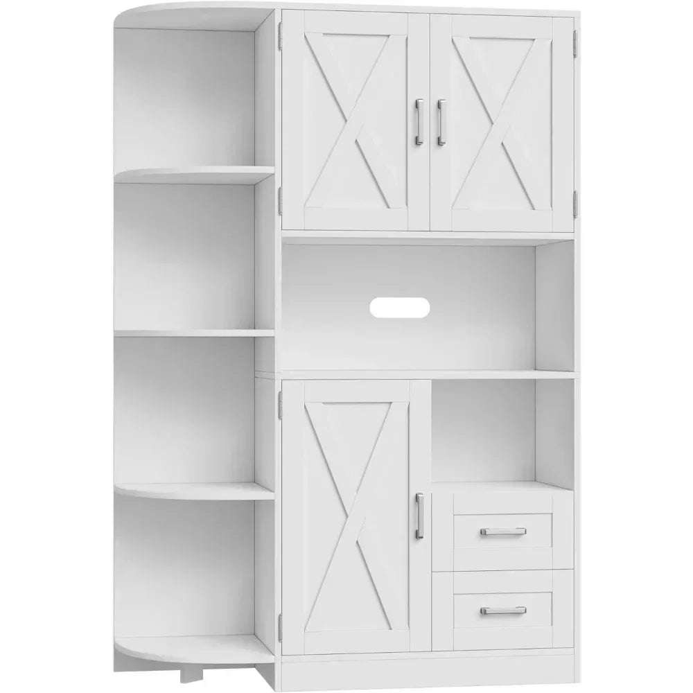 # Hot 60.4" Kitchen Storage Cabinet, Freestanding Kitchen Shelves With Doors And Shelves, Dining Sideboard With Microwave Shelf,