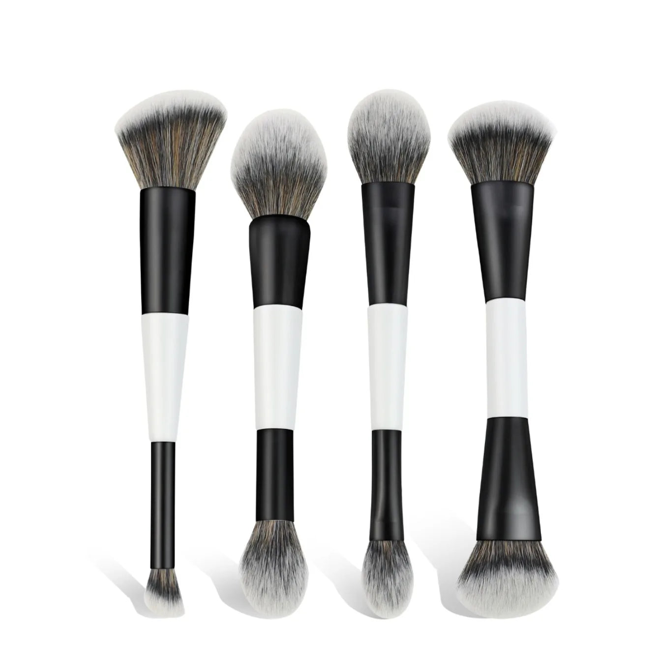4Pcs Double Sided Makeup Brush Set For Foundation Contour Blending Highlight Powder Blush Applicator