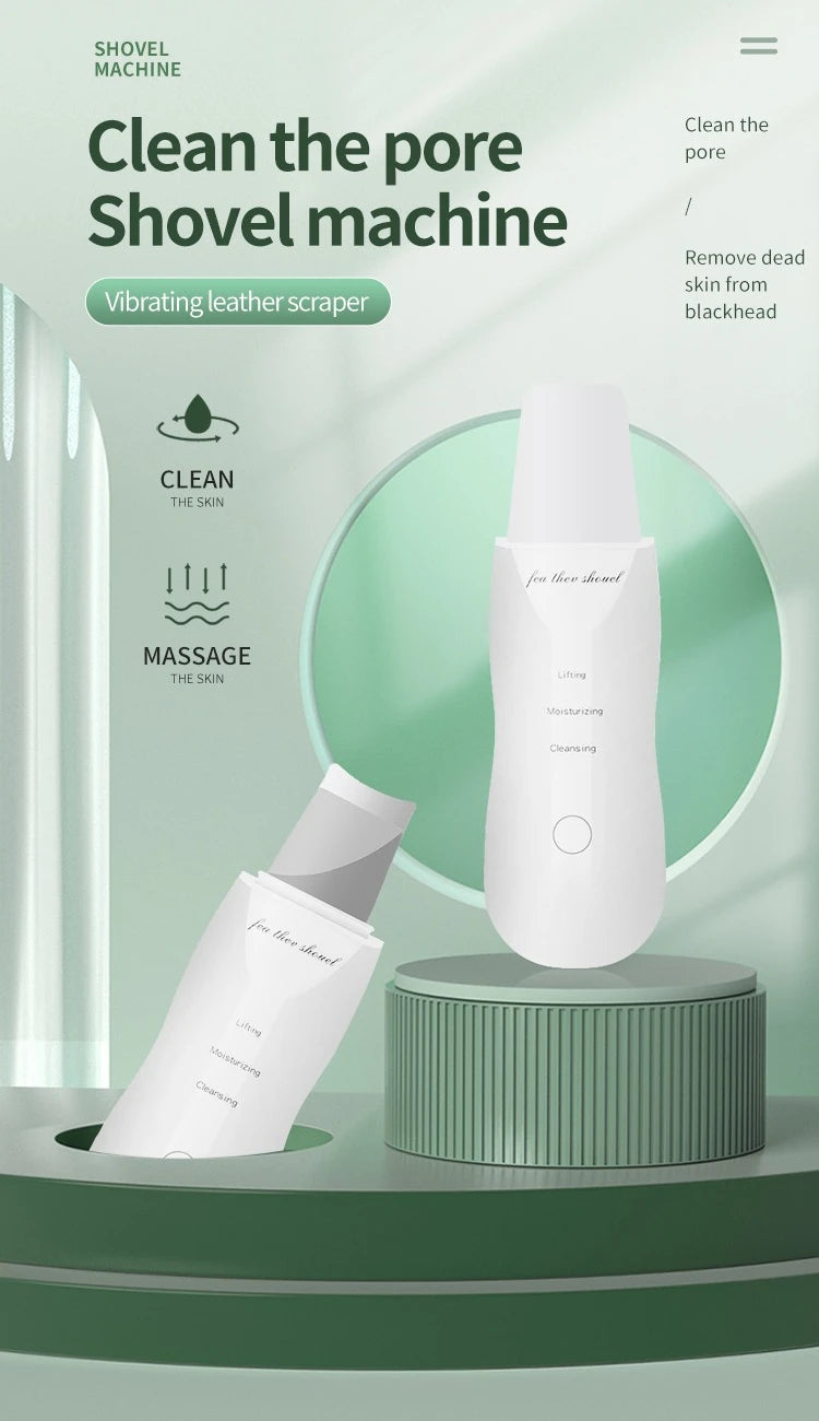 Deep Vibrate Skin Scrubber Facial Cleaner Shovel Spatula Not Ultrasonic Face ScrubberPeeling Blackhead Remover Facial Ma ssager