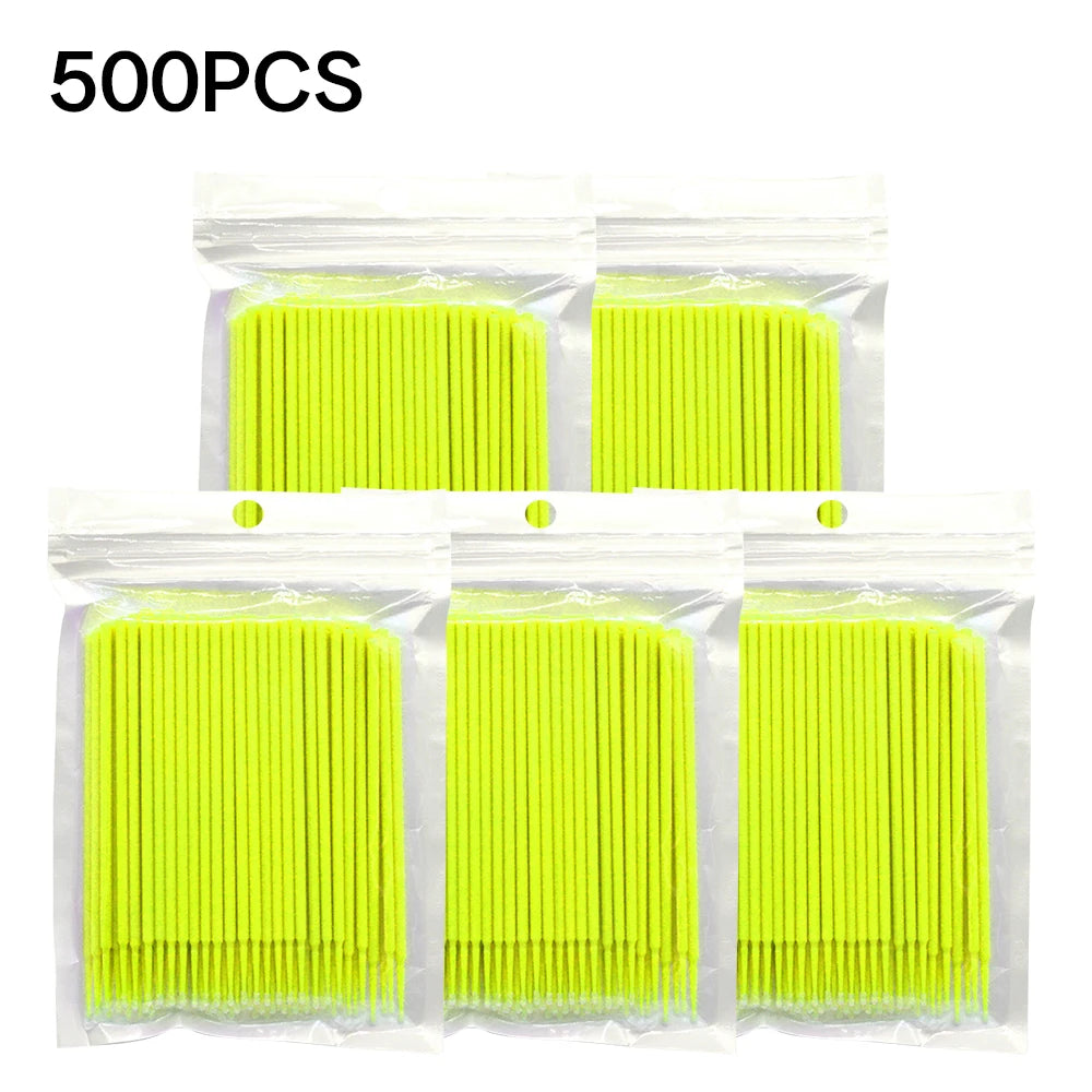 500/1000Pcs Eyelash Cleaning Brush Lash Extension Micro Cotton Swab Individual Eyelashes Microbrush Makeup Clean Remover Tools