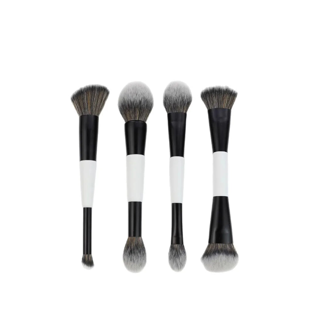 4Pcs Double Sided Makeup Brush Set For Foundation Contour Blending Highlight Powder Blush Applicator