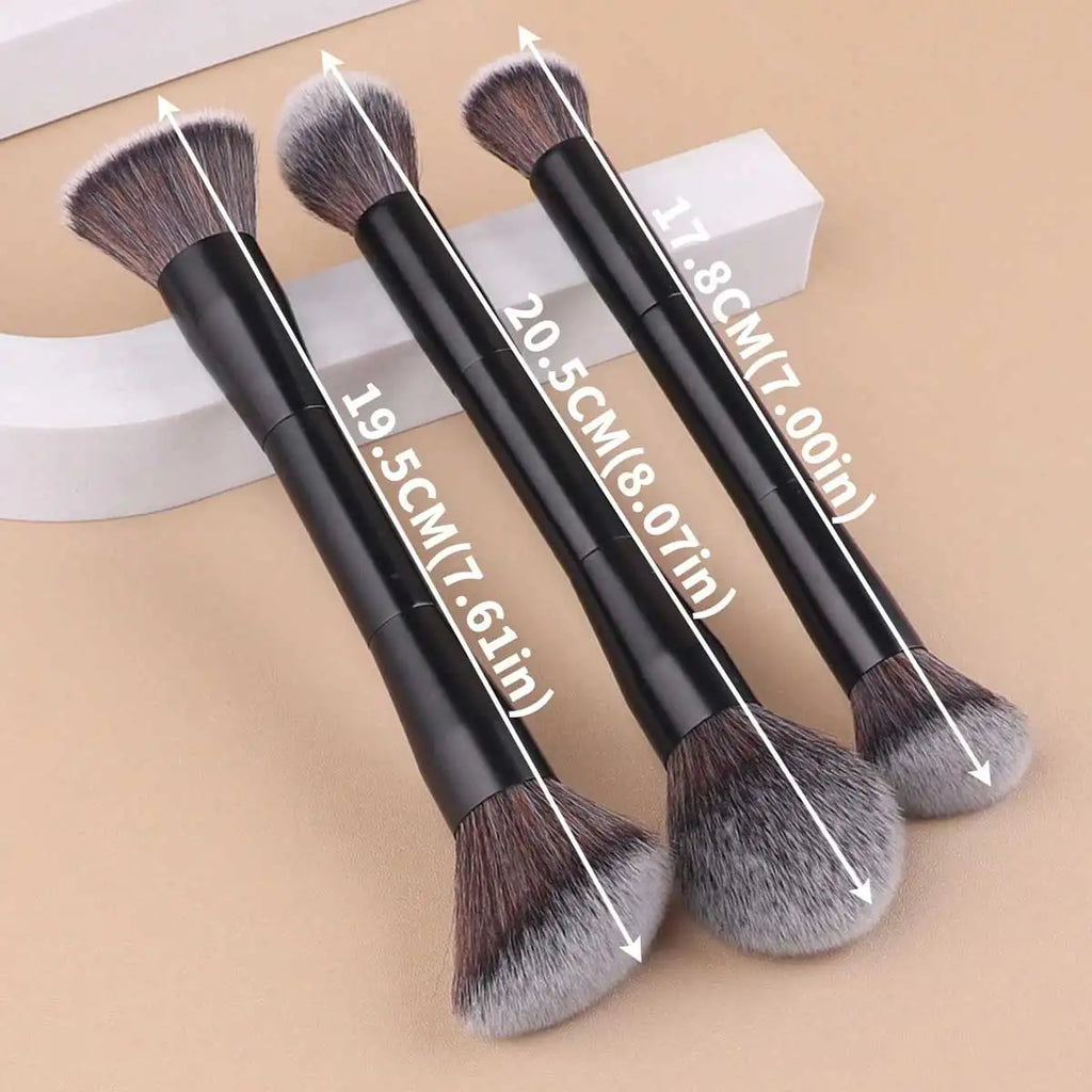 3pcs Professional Aluminum Tube Makeup Brush Set, Soft Foundation Brush, Blush Brush, Powder Brush, Concealer Brush