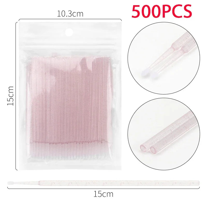 Brushes Crystal 500/1000PCS Disposable Eyelash Swab Microbrushes Eyelash Extension Tool Grafting Lash Removing Applicators