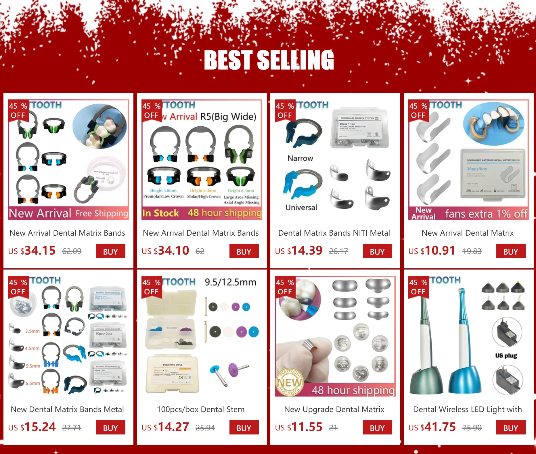 Dental Matrix Bands NITI Metal Matrices Clamp Ring Sectional Contoured Matrix System Nickel Titanium Clamping Ring Dentist Tools