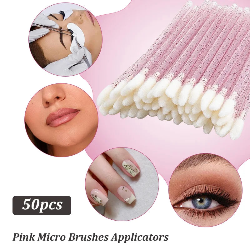 50Pcs Disposable Crystal Handle Lip Brush Eyelash Makeups Brushes Lashes Extension Mascara Wands Applicators Cosmetic Tools