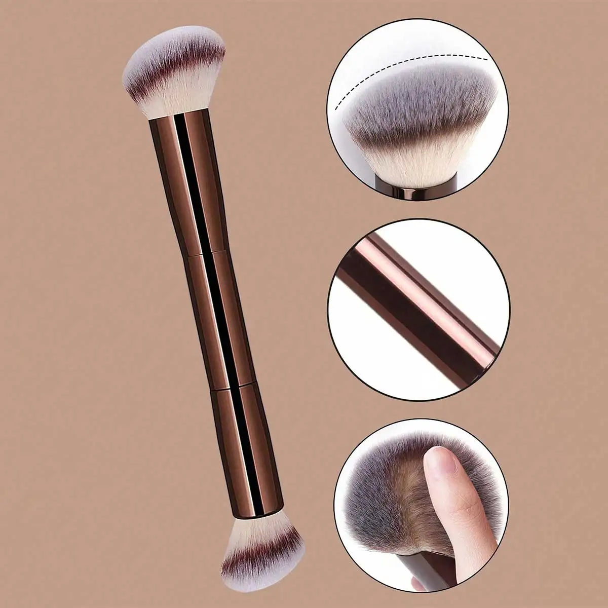 3pcs Professional Aluminum Tube Makeup Brush Set, Soft Foundation Brush, Blush Brush, Powder Brush, Concealer Brush