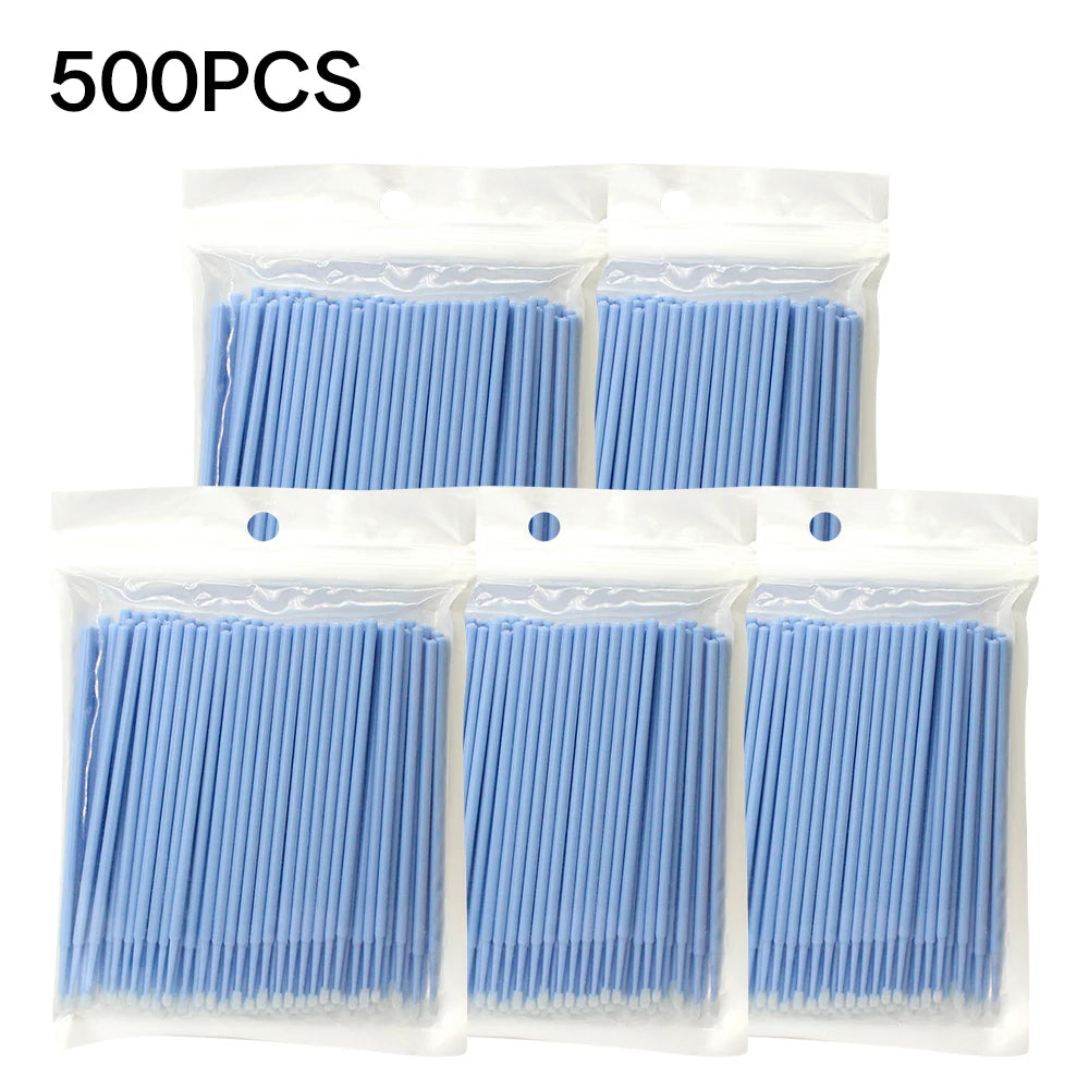 500/1000Pcs Eyelash Cleaning Brush Lash Extension Micro Cotton Swab Individual Eyelashes Microbrush Makeup Clean Remover Tools