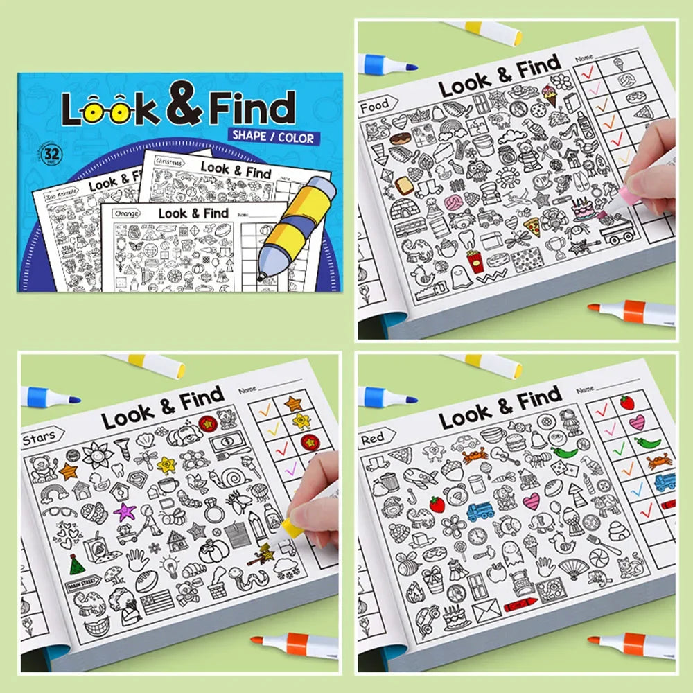 Children's Search for Items Game Enhance Visual Perception Fun Coloring Book Focus and Attention Handwriting Exercise Book Gifts