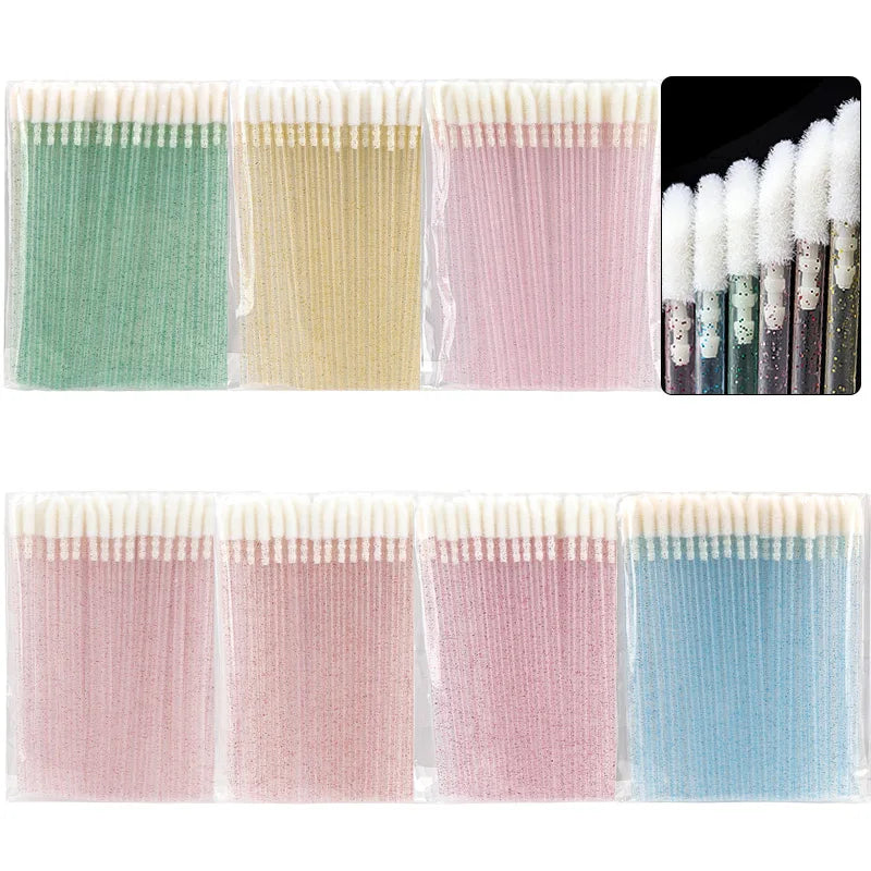 50Pcs Disposable Crystal Handle Lip Brush Eyelash Makeups Brushes Lashes Extension Mascara Wands Applicators Cosmetic Tools