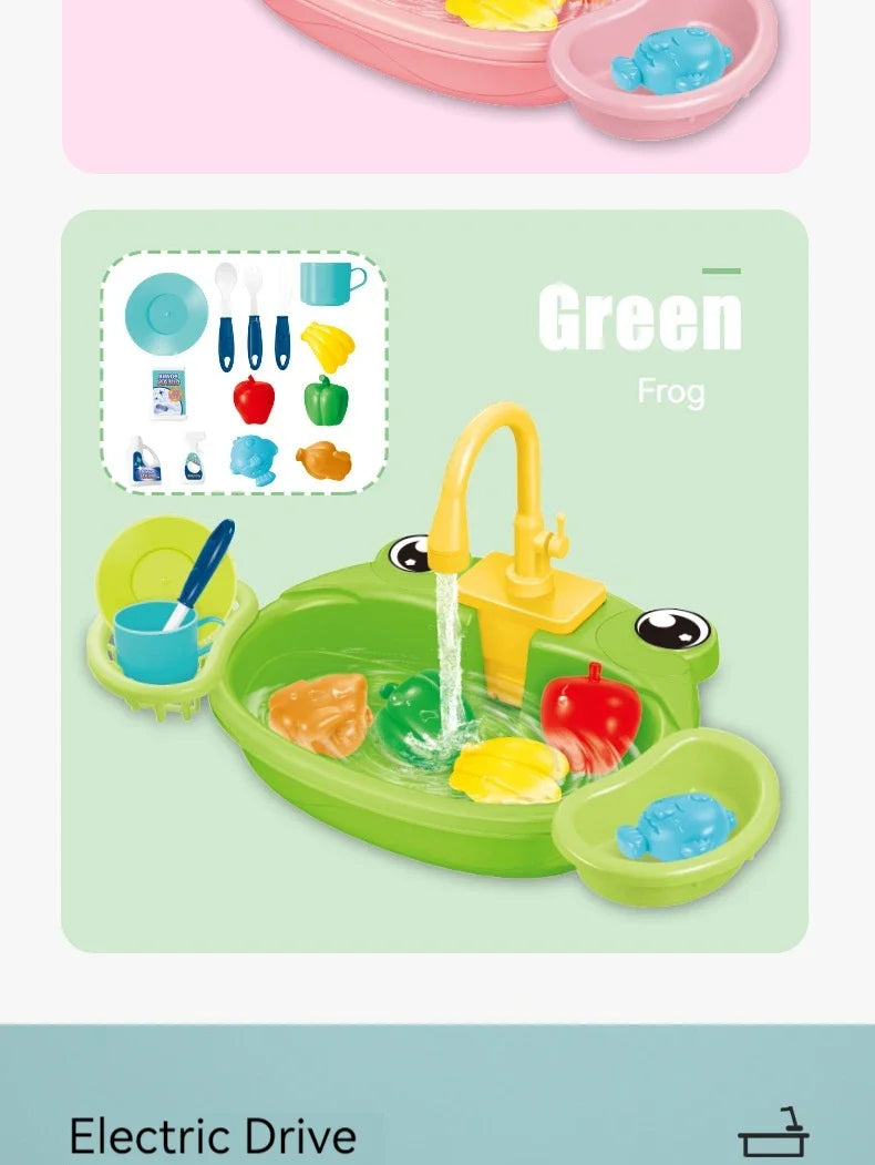 Children Play House Simulated Kitchen Dishwasher Sink Hand Basin Electric Circulating Water Kitchen Set Boy Girl Birthday Gifts