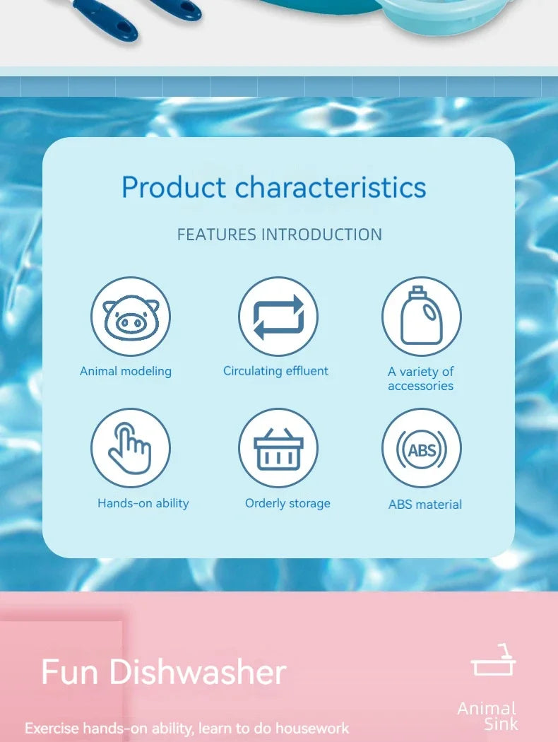 Children Play House Simulated Kitchen Dishwasher Sink Hand Basin Electric Circulating Water Kitchen Set Boy Girl Birthday Gifts