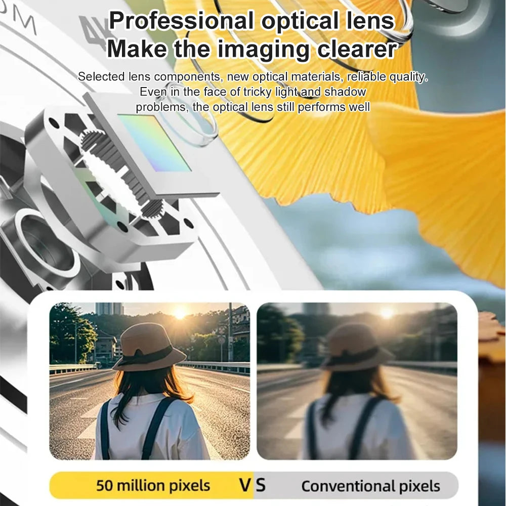 4K Digital Camera 50MP HD Retro Pocket Cameras Photography Travel Selfie Entry-Level Small Camera with 8x Zoom Compact Camcorder