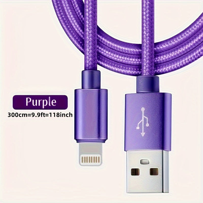3.3ft/6.6ft/9.9ft USB 18W Fast Charging Data Cable - For IPhone 14/13/12/11 Pro Max/12 Mini/XR/XS/X/8/7/6 Plus/SE For IPad.