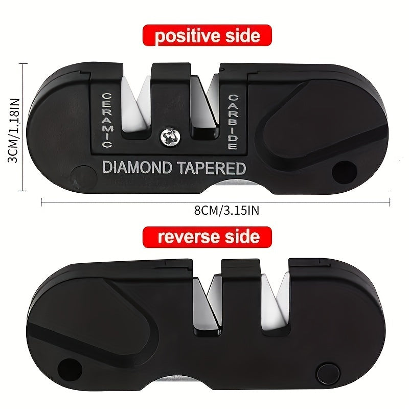 4-in-1 Portable Sharpening Tool for Camping Knives - Durable Iron Material, Ideal for Outdoor Activities, Camping, Hiking, Fishing, and Hunting