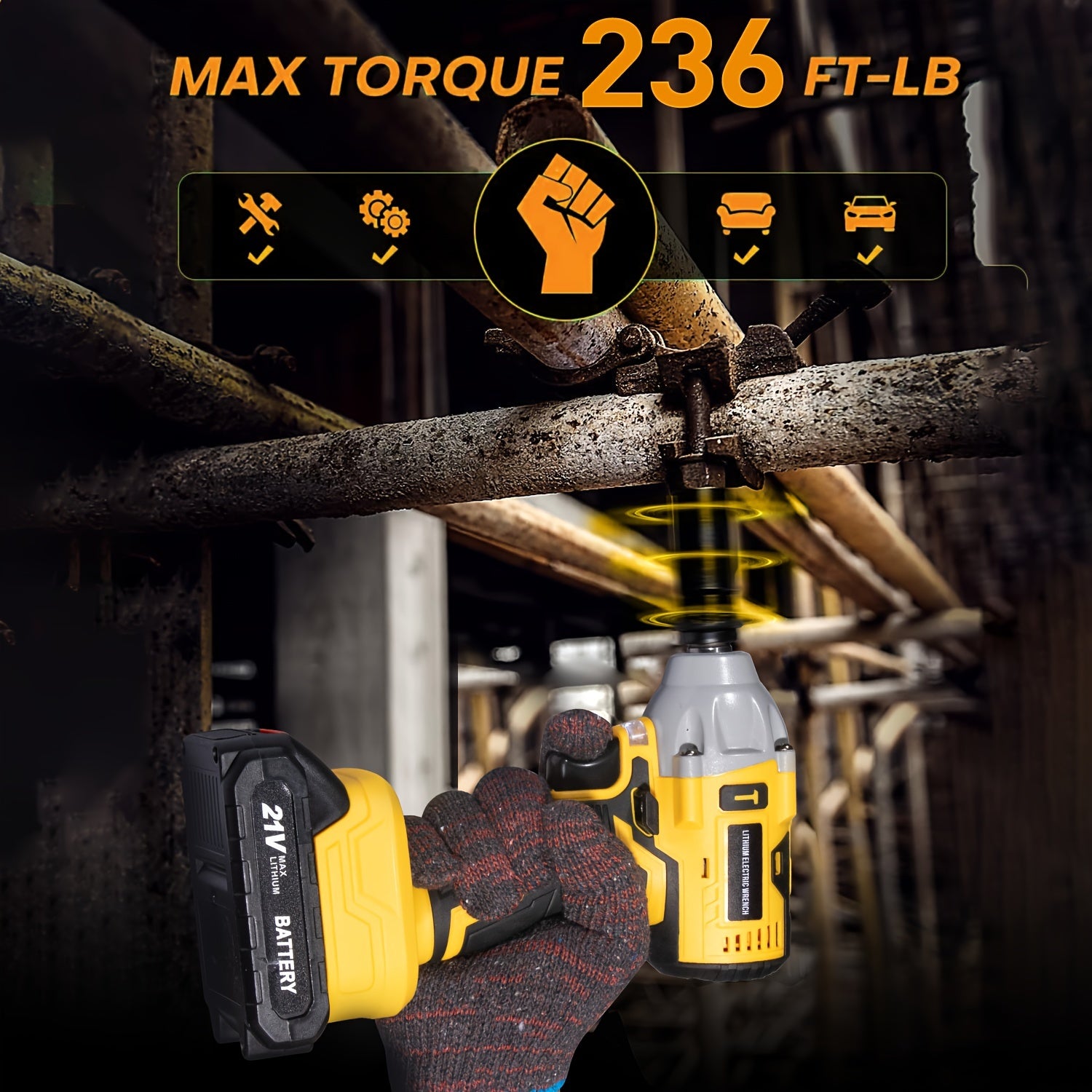 21V 4000MAH Cordless Impact Wrench and Drill Set, Brushless Power Impact Gun with Electric Drill Kit, Portable Tool Bag and Accessories for Automotive and Home Use