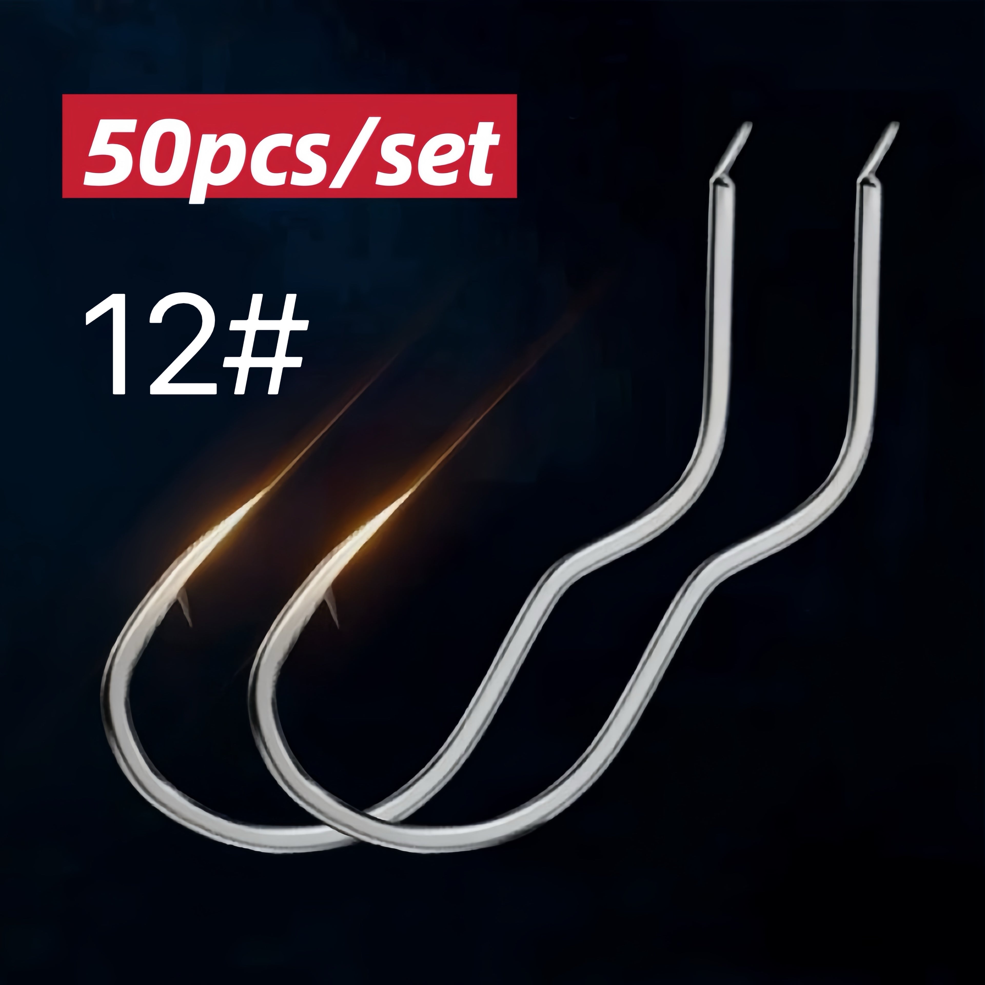 50pcs Black Carbon Steel Fishing Hooks with Barbs - Anti-Slip, Secure Grip for Hunting & Fishing