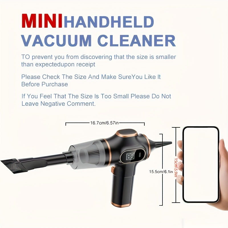 4000mAh High-Power Portable Vacuum Cleaner - Strong 45W Suction, 3.5Pa Pressure, USB Rechargeable, Lightweight, Cordless, Multi-Surface Cleaning for Household, Automotive, Office - Ideal for Quick Cleanups and Pet Owners
