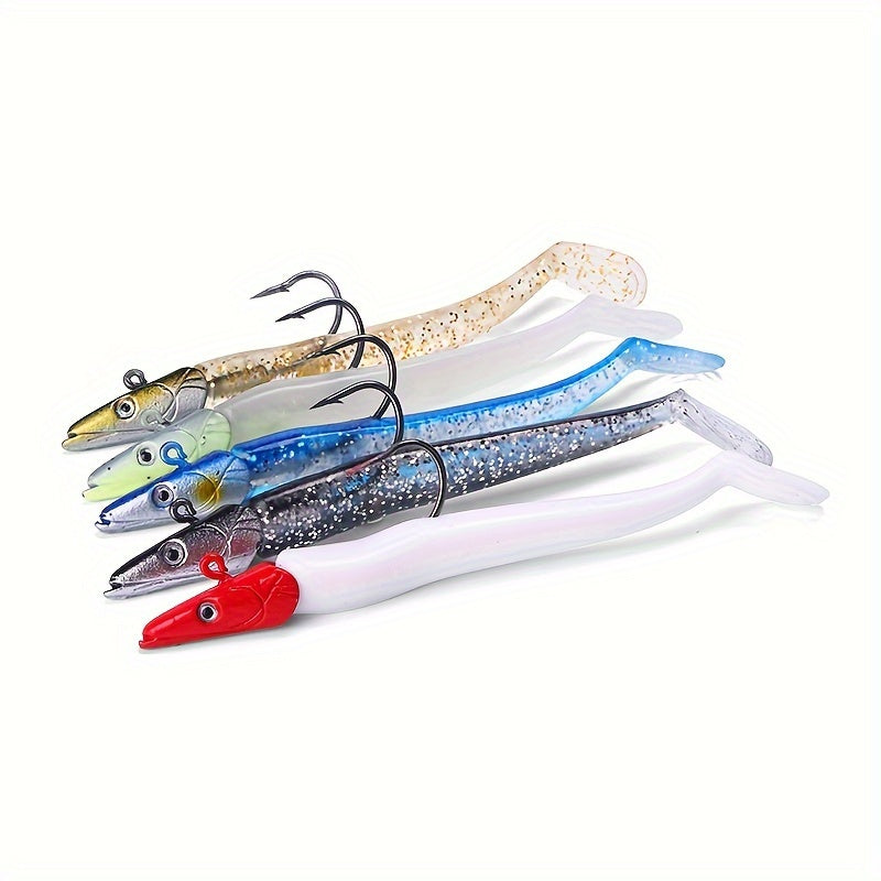 5pcs Premium Seawater Metal Jig Fishing Lure with Soft Bait - Ideal for Catching Marlin and Tuna - 11cm/4.33inch, 22g