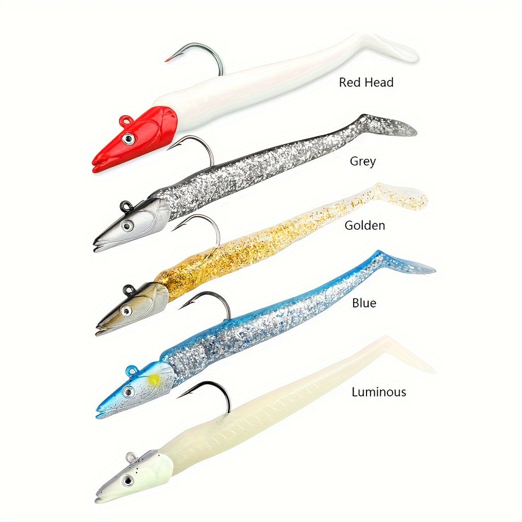 5pcs Premium Seawater Metal Jig Fishing Lure with Soft Bait - Ideal for Catching Marlin and Tuna - 11cm/4.33inch, 22g