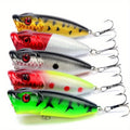 5pcs Premium Topwater Popper Fishing Lures - High-Quality Artificial Wobblers with 6# Hooks - Perfect for Catching Big Fish, 6.5cm/2.56inch, 12g, Hard Bait, Lifelike Action, Durable Construction, and Irresistible Colors