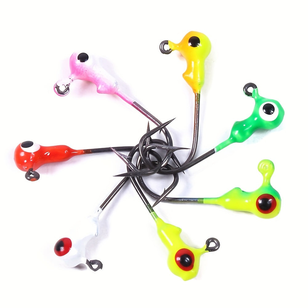 50pcs HENGJIA Colorful Jig Head Lures - Perfect for Soft Worm & Hard Baits Fishing! -  Assorted Colors - For Bass, Trout & Other Freshwater Fish - Ideal Gift for Fishing Enthusiasts