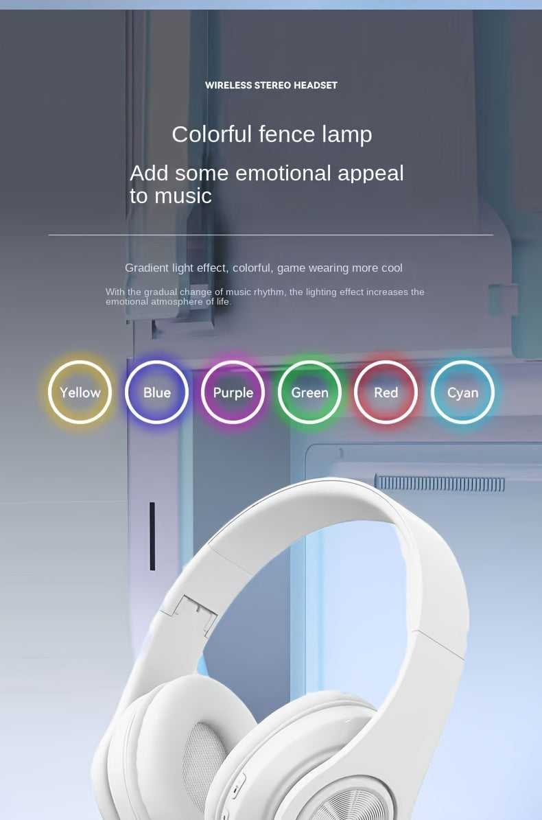 39 Luminous Wireless Headphones with Plug-in, Wired and Wireless Multifunctional Use