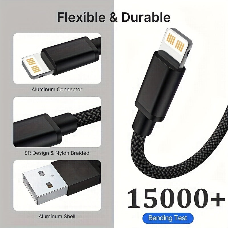 3.3ft/6.6ft/9.9ft USB 18W Fast Charging Data Cable - For IPhone 14/13/12/11 Pro Max/12 Mini/XR/XS/X/8/7/6 Plus/SE For IPad.