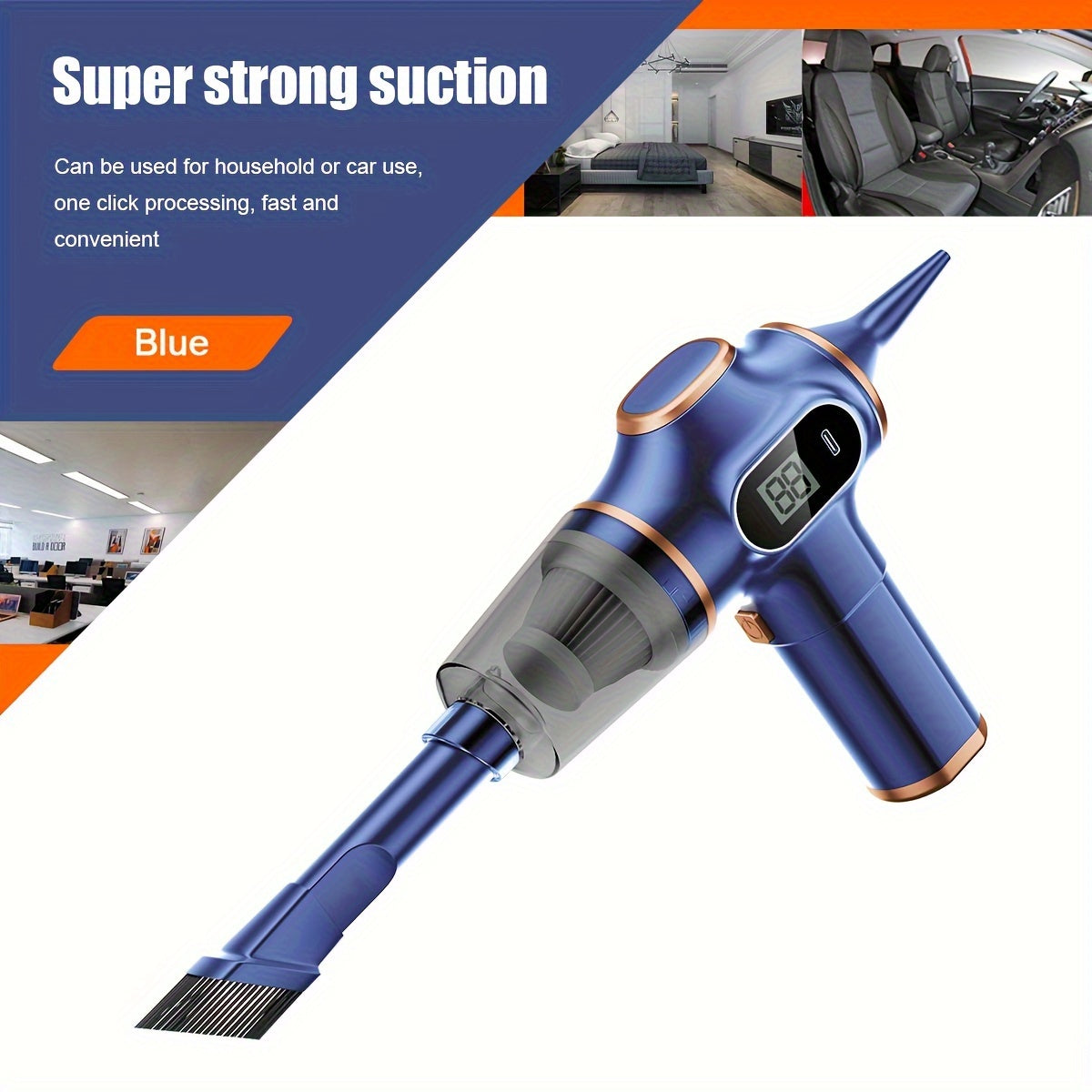 4000mAh High-Power Portable Vacuum Cleaner - Strong 45W Suction, 3.5Pa Pressure, USB Rechargeable, Lightweight, Cordless, Multi-Surface Cleaning for Household, Automotive, Office - Ideal for Quick Cleanups and Pet Owners