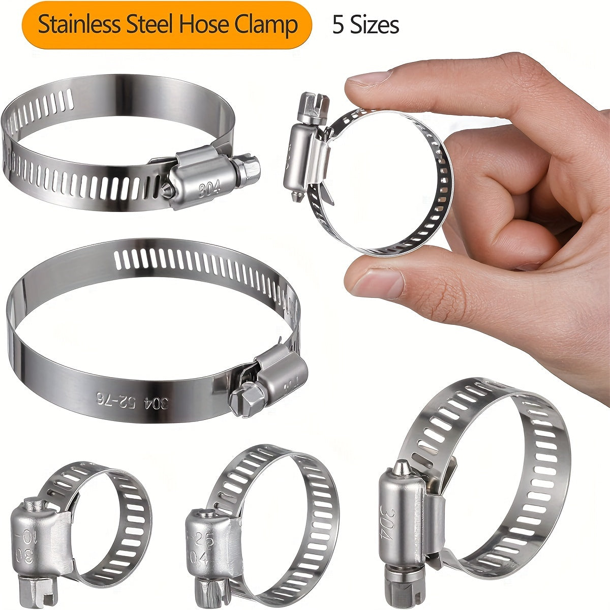 25pcs Heavy-Duty 304 Stainless Steel Hose Clamp Assortment Kit with Adjustable Worm Gear Screw Clamps (25/64” to 2-3/4”, 10-76mm) for Plumbing, Automotive, Fuel Lines, Radiator, Tubes -  Pipe Clamps for DIY & Professional