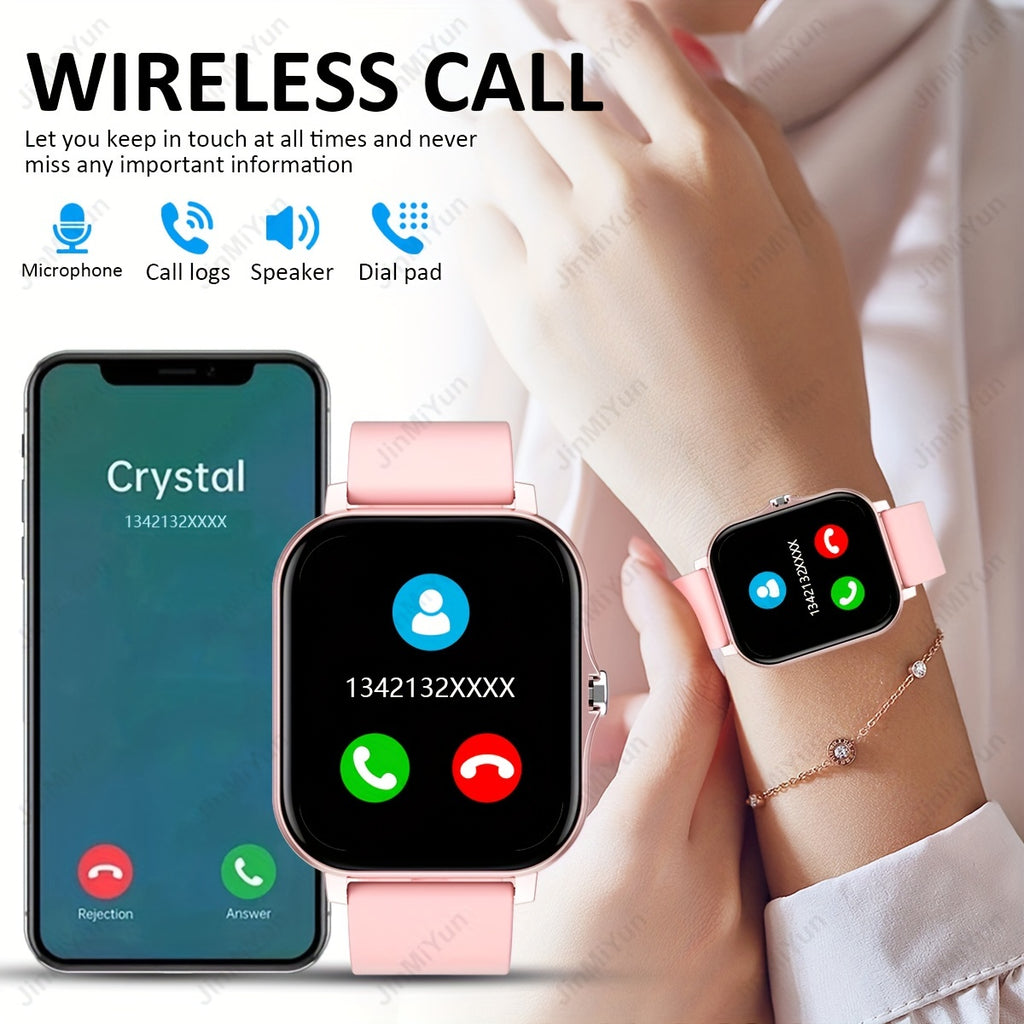 4.65cm Full Touch Screen Smartwatch for Men & Women – Sports Outdoors Fitness Watch with Wireless Call & Message Alerts, Multiple Sports Modes, Remote Camera/Music, Activity Tracker, Compatible with Android & iPhone, Non-Wa